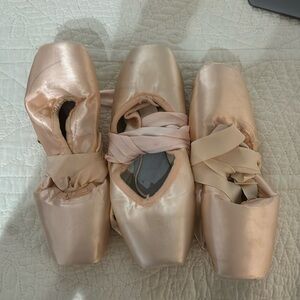 Three pairs of freed pointe shoes used